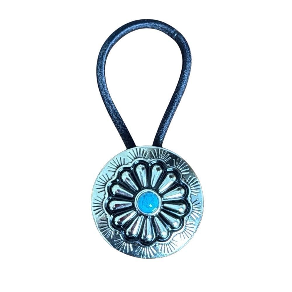 Western Concho Hair Tie – Navajo Indian Style Medallion for Kids and Adults